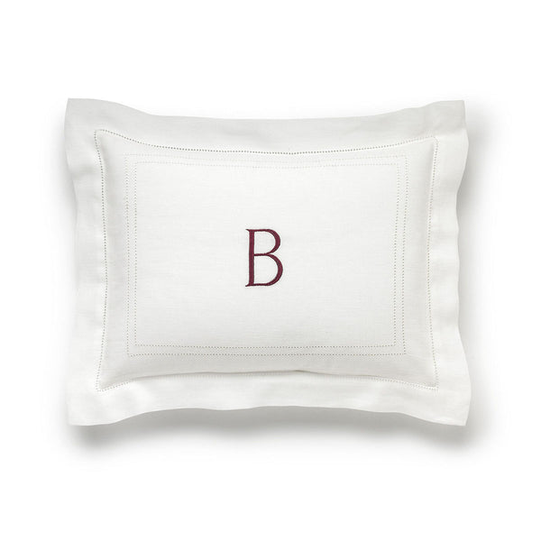 Personalised Boudoir Pillow with Hemstitch in Ivory White