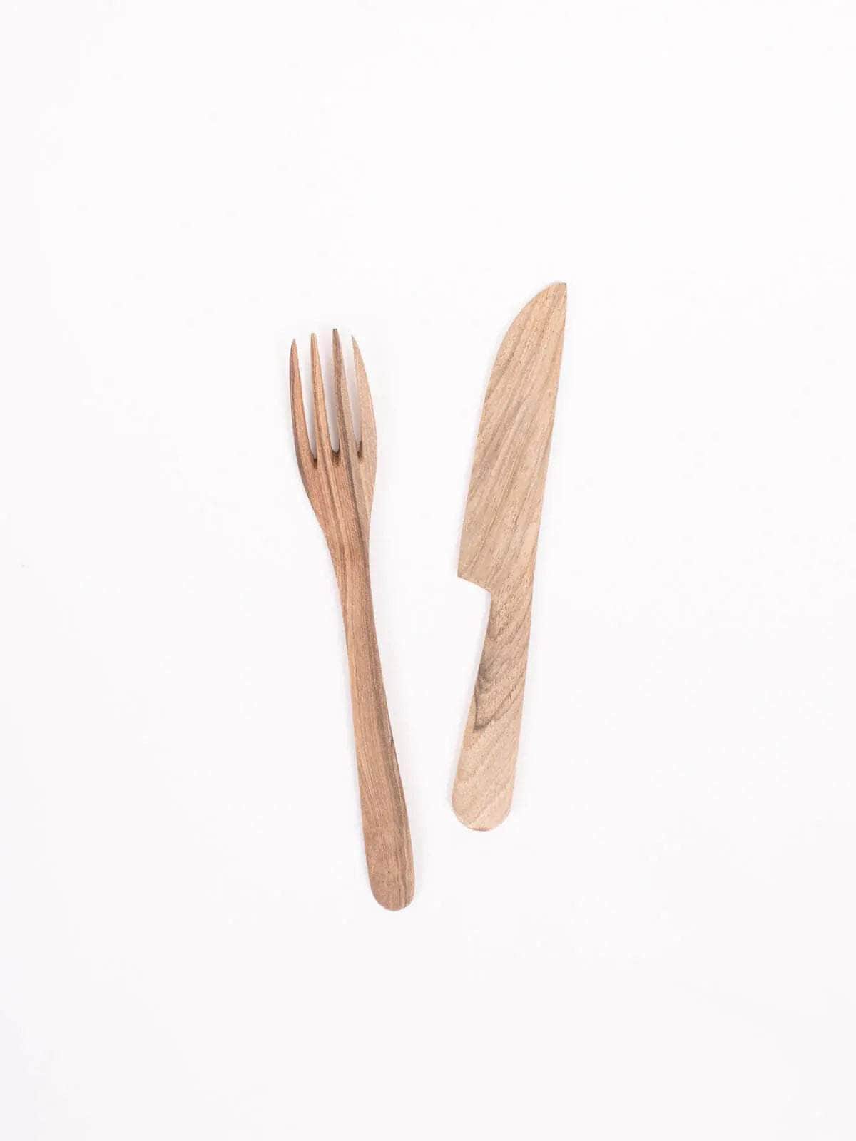 Walnut Wood Knife and Fork Set