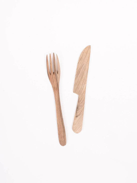 Walnut Wood Knife and Fork Set