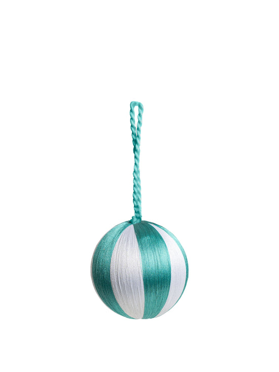 Stripe Baubles M 3" - Teal/white