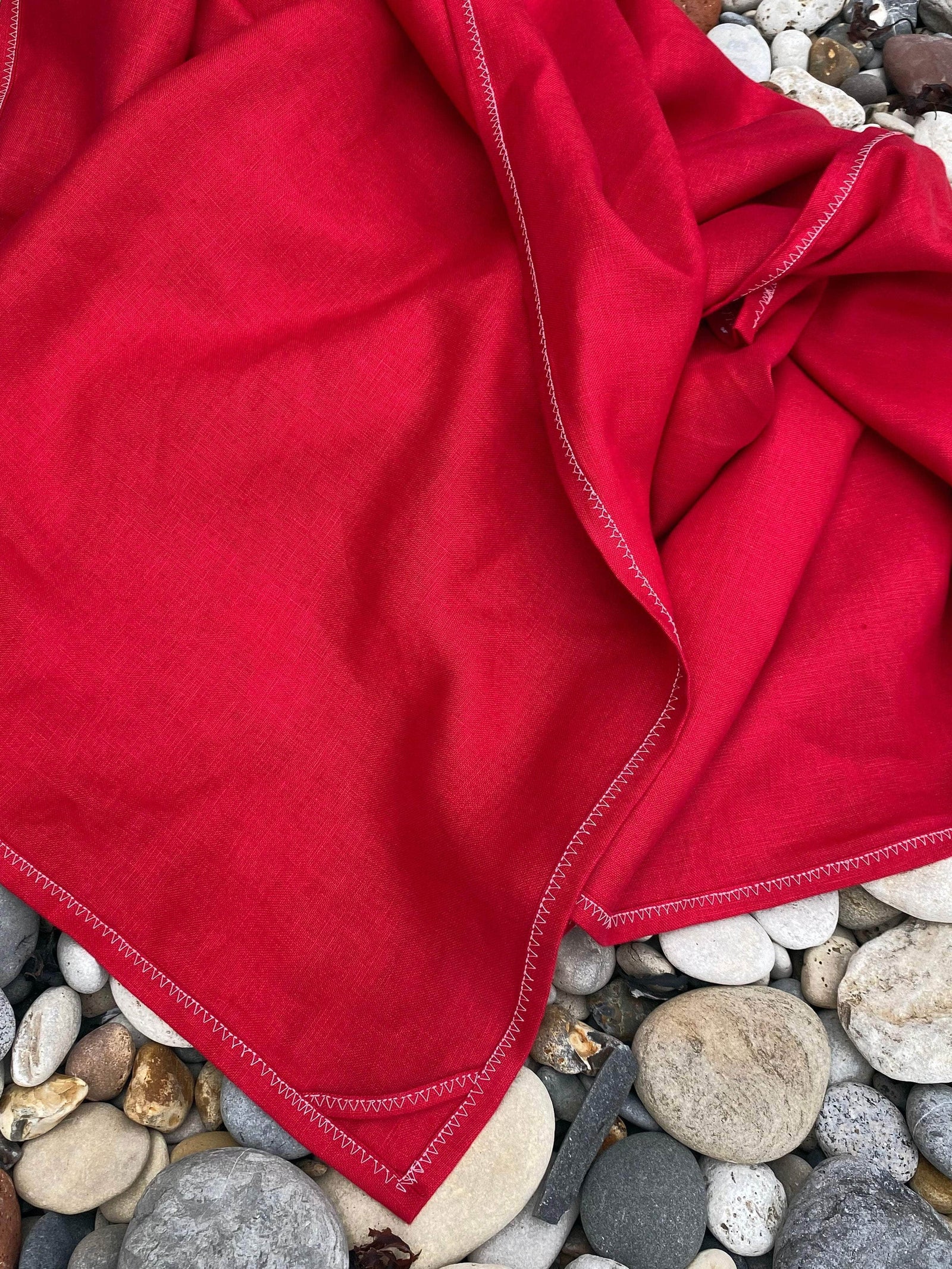 Irish Linen Large Towel - Red