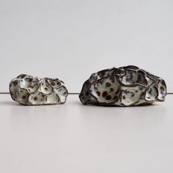 Handmade Pottery Textural Sculptures Brown and Cream