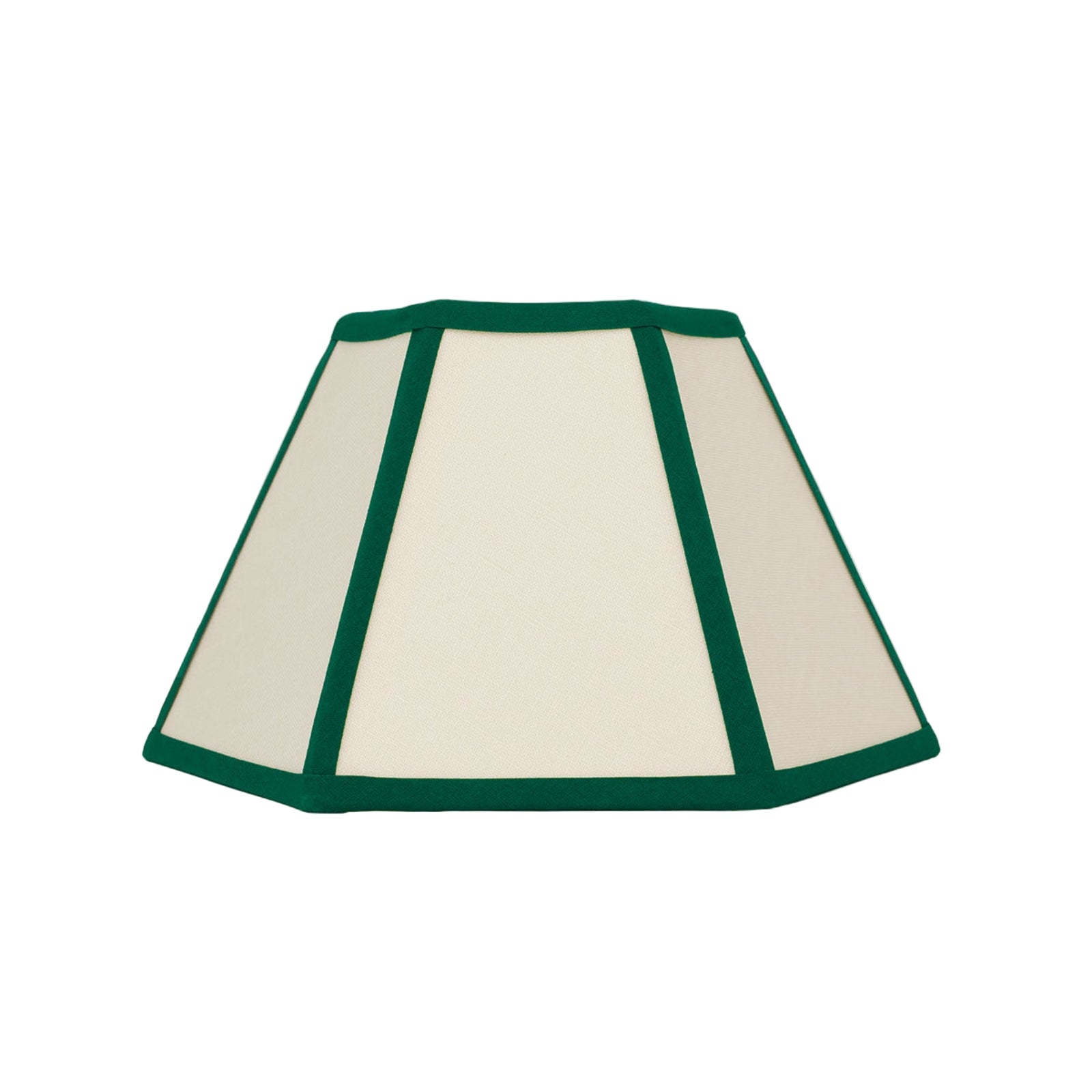 Hexagon Linen Lampshade, Green Trim - Small (US)