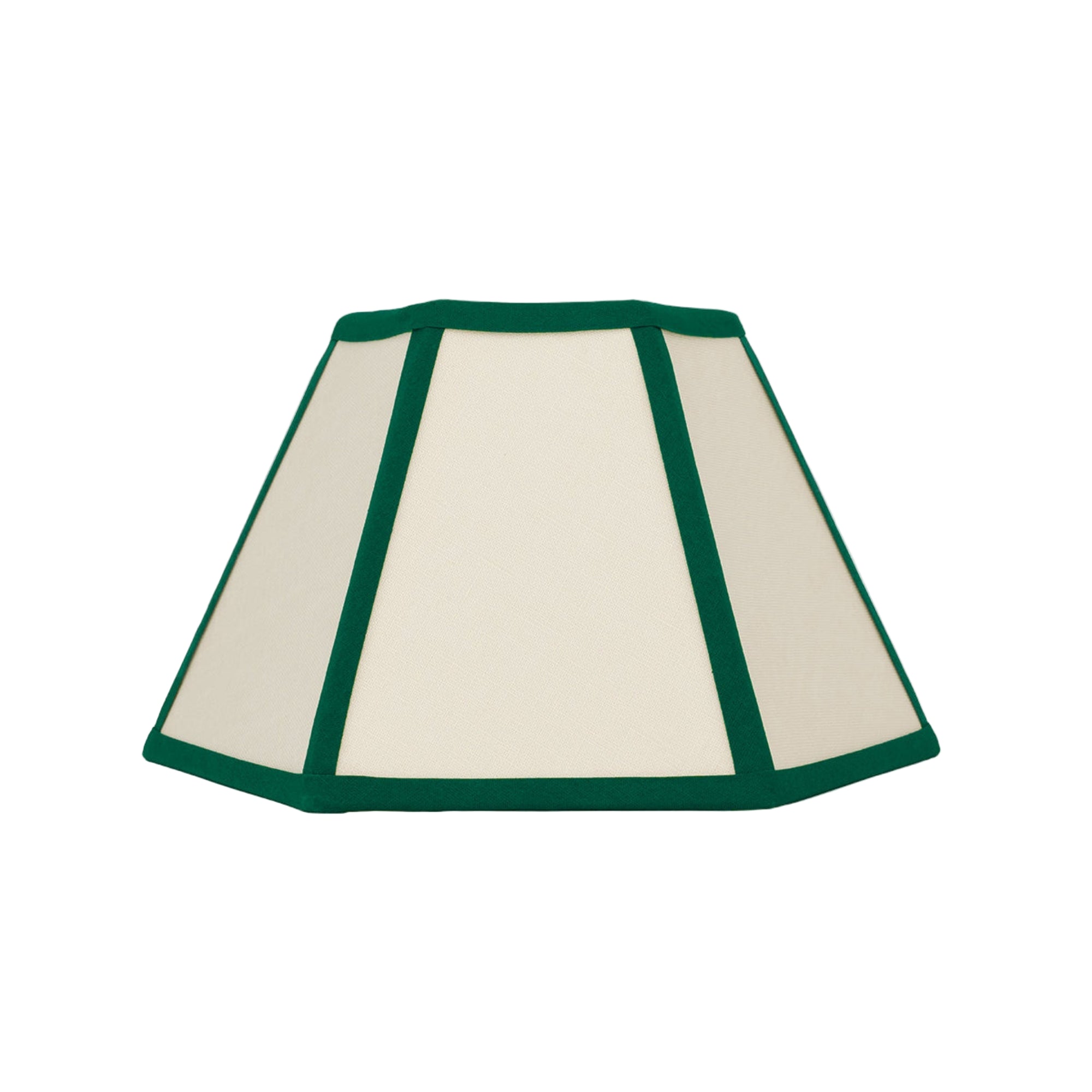 Hexagon Linen Lampshade, Green Trim - Small (US)