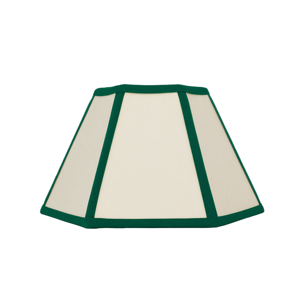 Hexagon Linen Lampshade, Green Trim - Small (US)