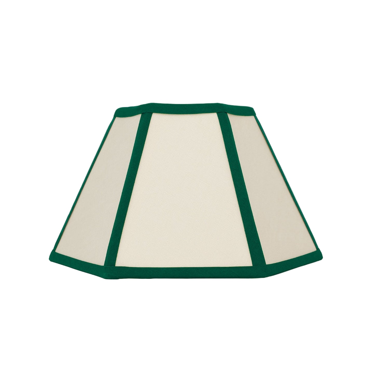 Hexagon Linen Lampshade, Green Trim - Small (US)
