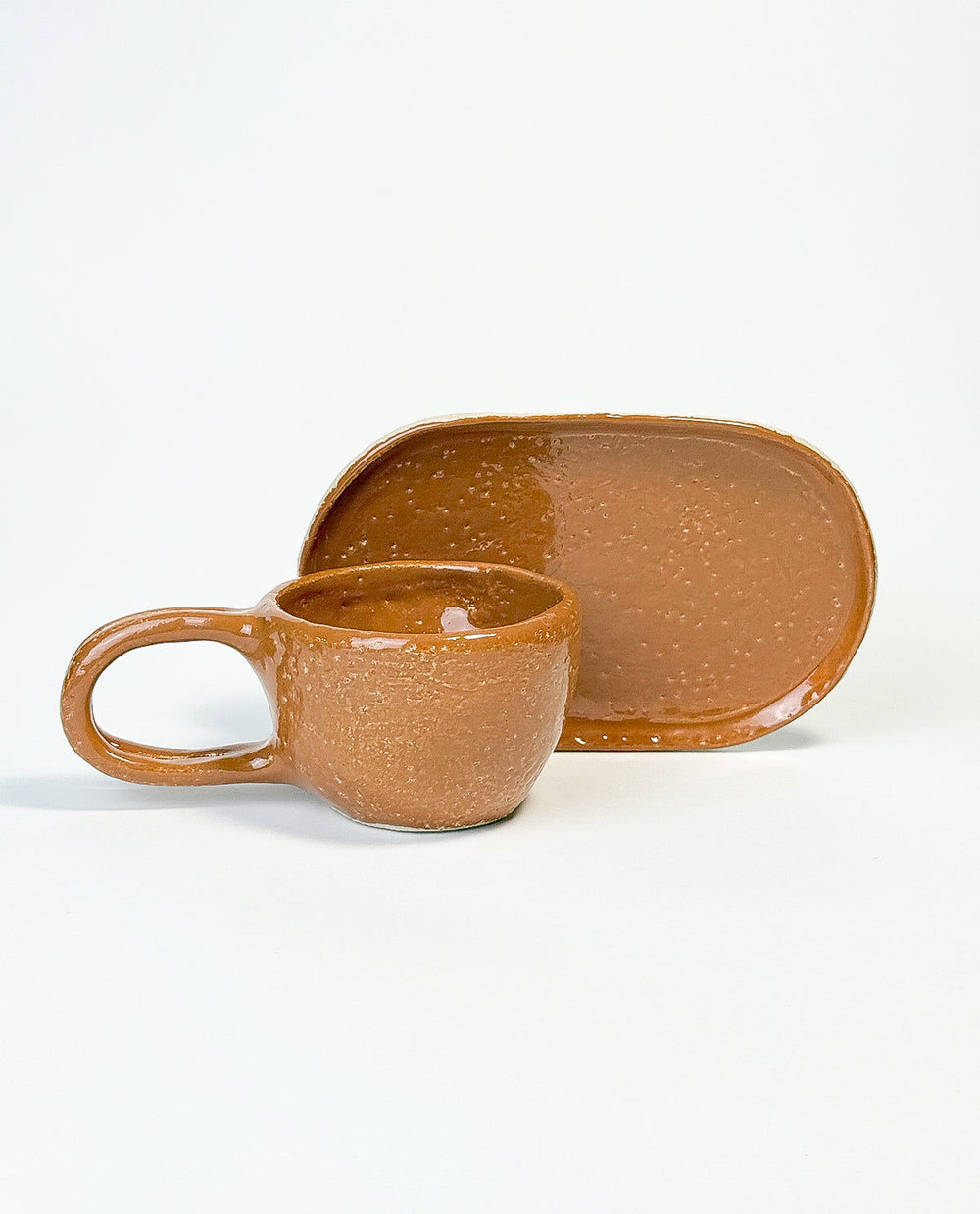 Handmade Ceramic Mug with Oval Plate