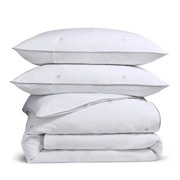 Luxury Organic Cotton Pebble Grey Amongst The Stars Bedding Set