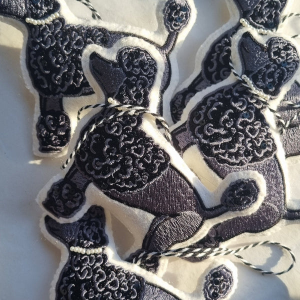 Poodle Embroidered Christmas Ornament