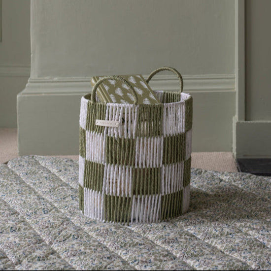 Checkerboard Storage Basket Medium - Sage
