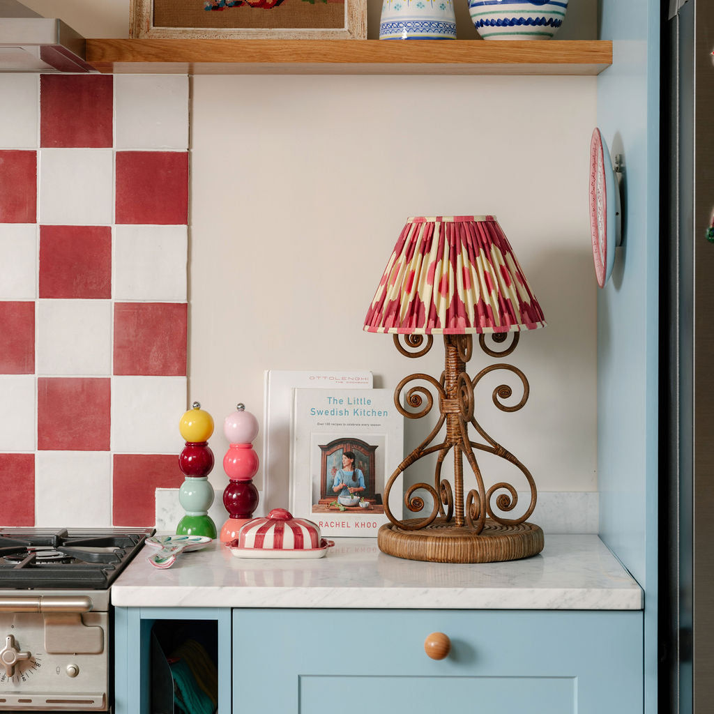 Retro Rattan Lamp Base, Teak