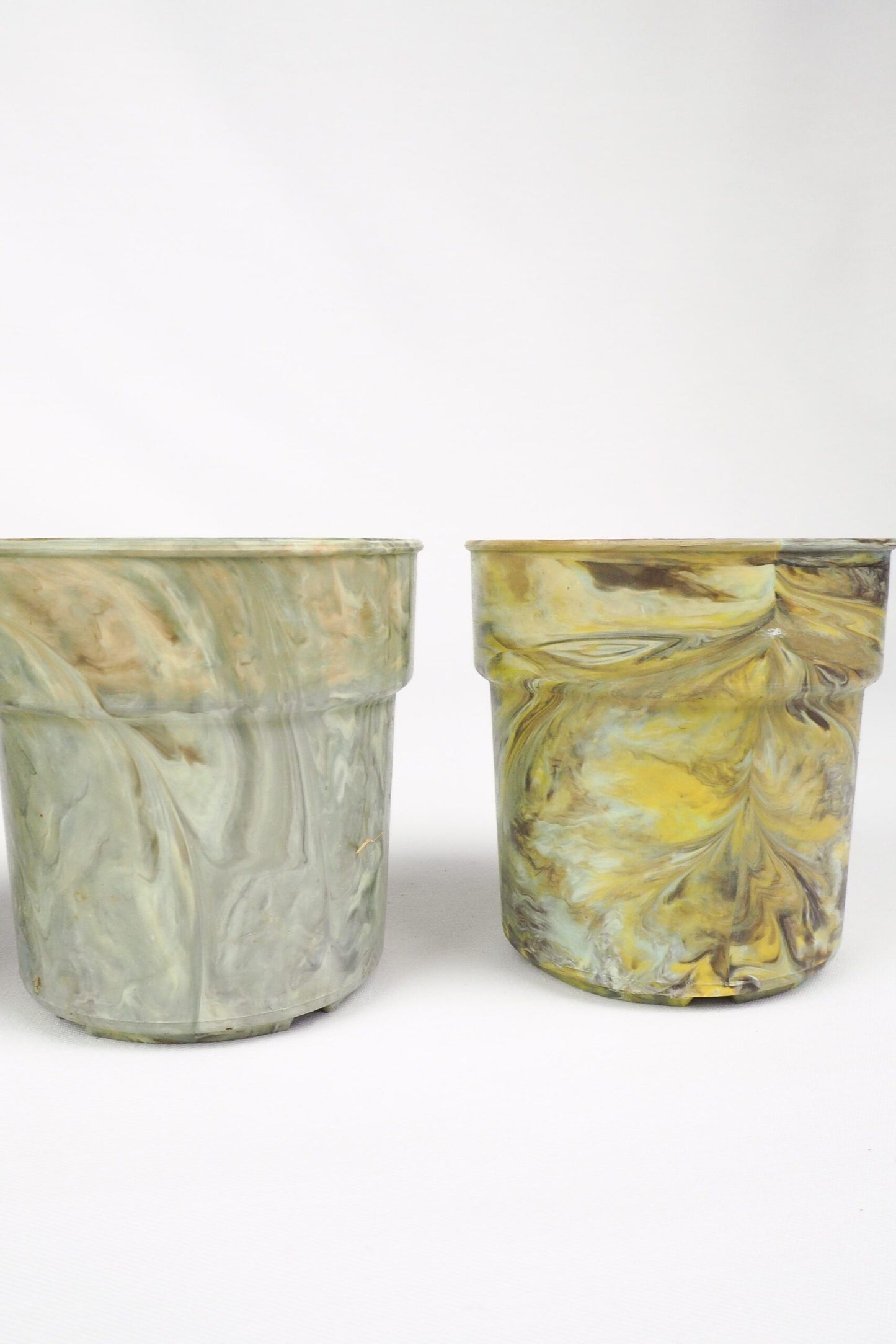 3 Vintage Marbled Plant Pots