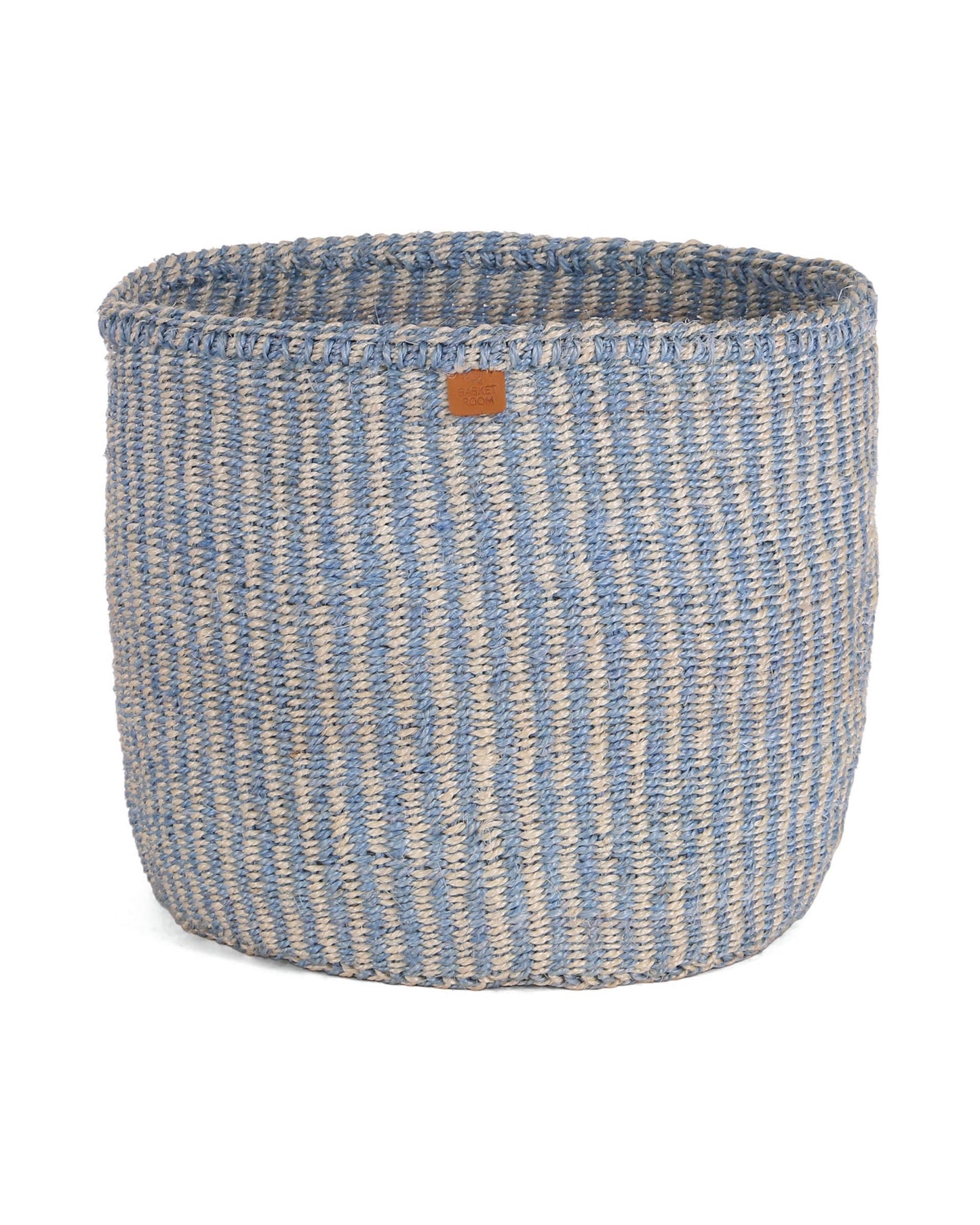 SEMA: Powder Blue and Natural Pinstripe Round Sisal Basket