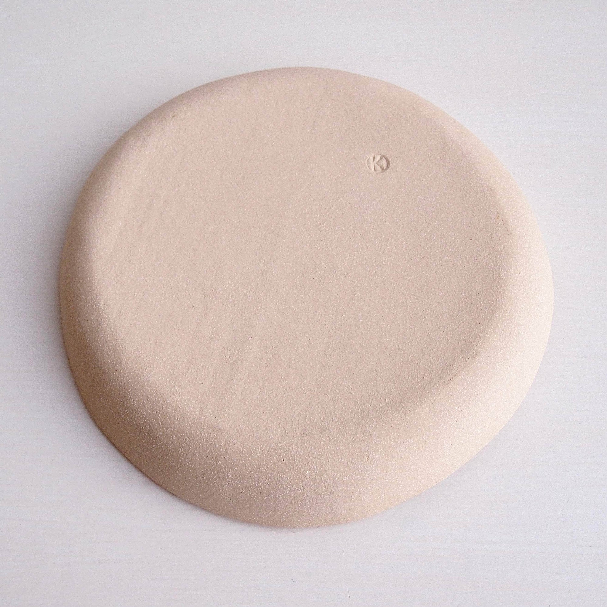 Handmade Teal and White Pottery Plate