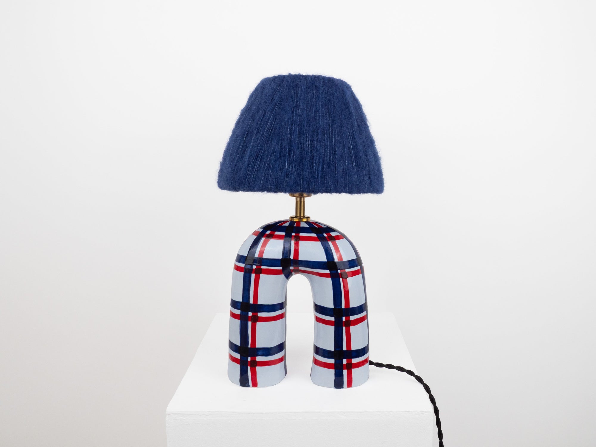 'You' Table Lamp - Blue Gingham