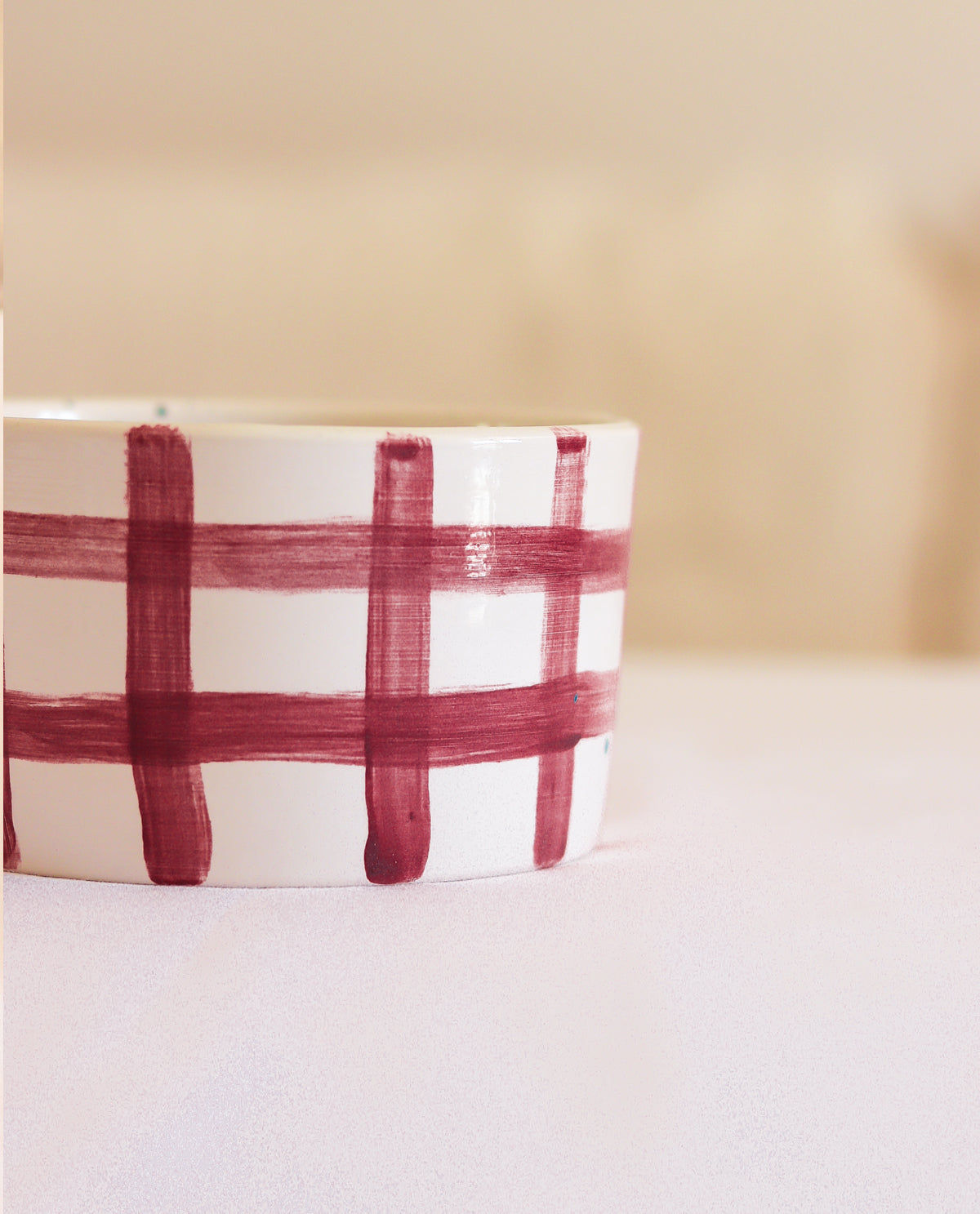 Purple Plaid Handmade Ceramic Soup Bowl