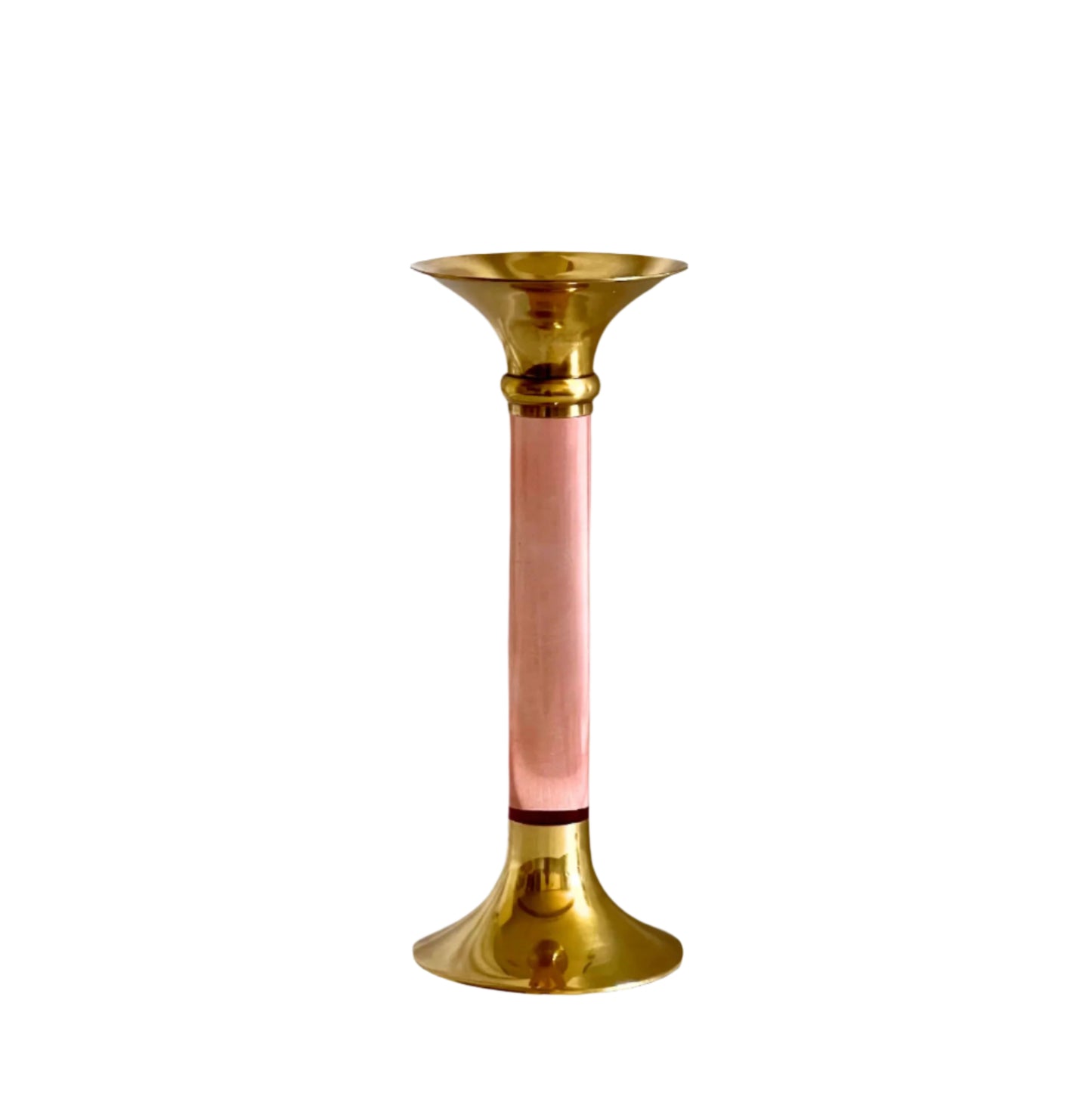 Brass and Acrylic Candleholder | Large | Rose Pink
