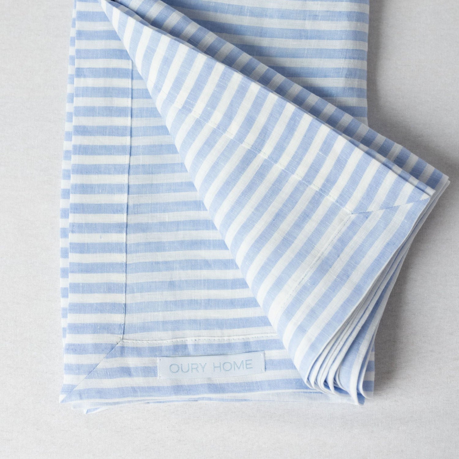 Blue Stripes Linen Tablecloth