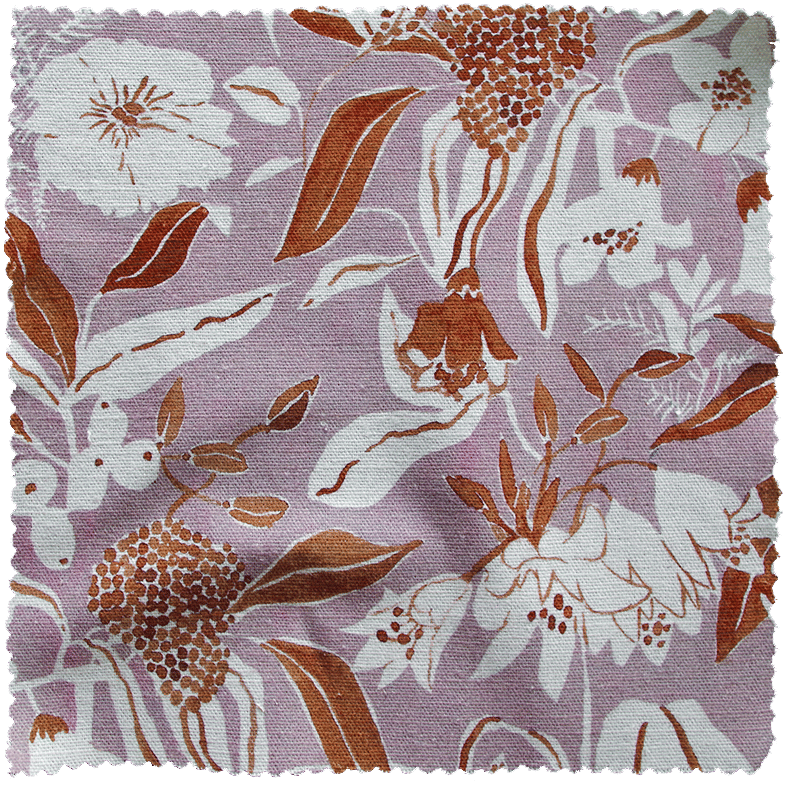 Printed Night Garden Fabric - Lavender