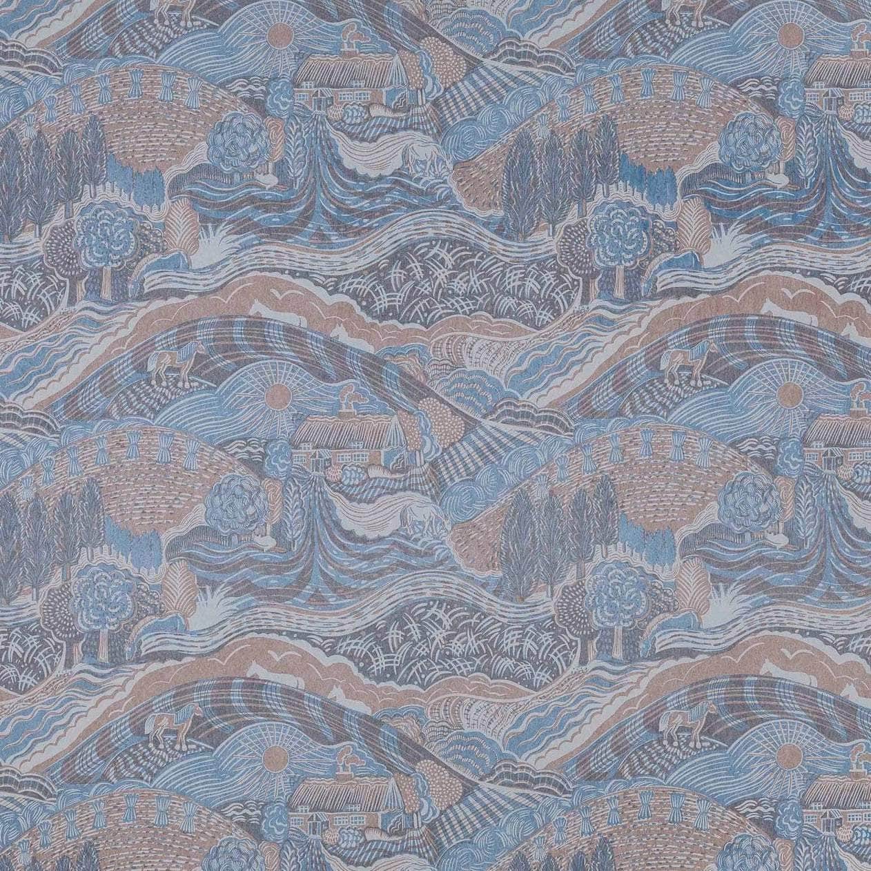 The Plough Wallpaper in Blue and Grey