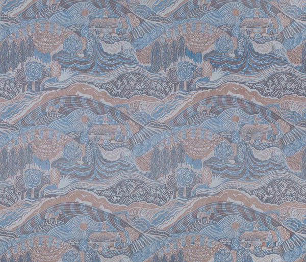 The Plough Wallpaper in Blue and Grey