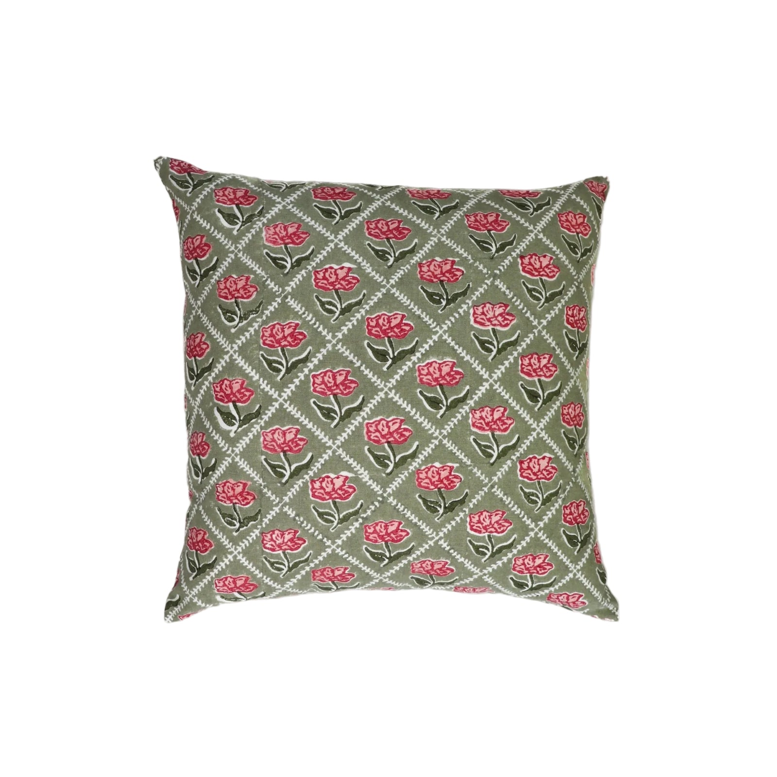 Noor Throw Pillow Cover - Olive & Pink