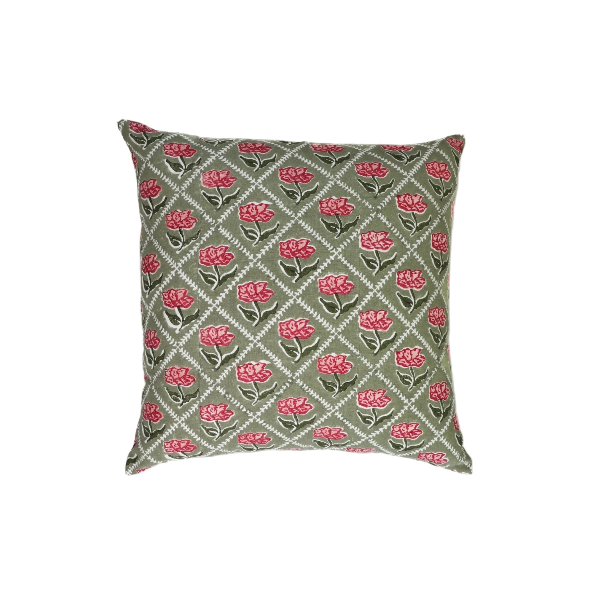 Noor Throw Pillow Cover - Olive & Pink