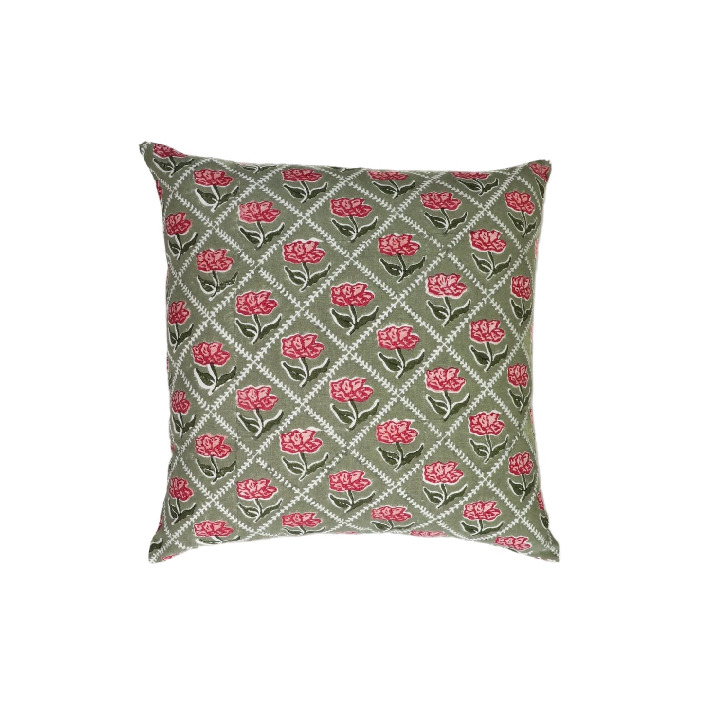 Noor Throw Pillow Cover - Olive & Pink