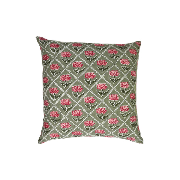 Noor Throw Pillow Cover - Olive & Pink