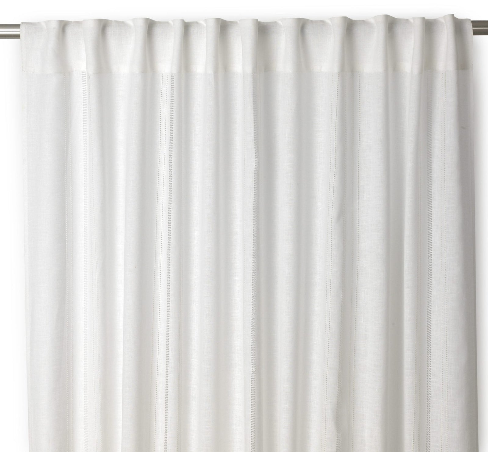 Drawn Thread Curtains - Ladder Stitch Rows - Ivory White