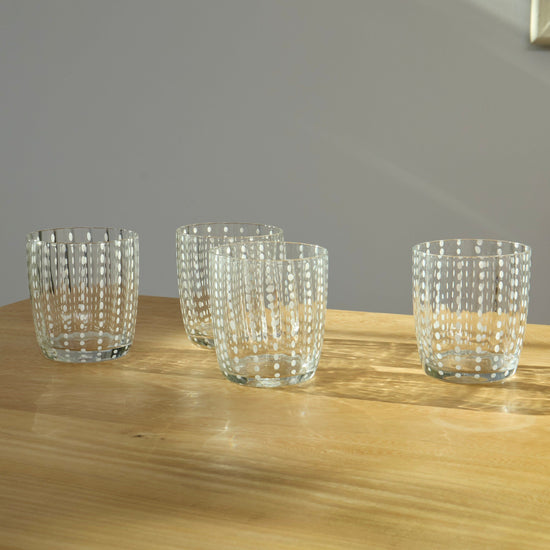 Clear White Speckled Water Glasses (set of 6)