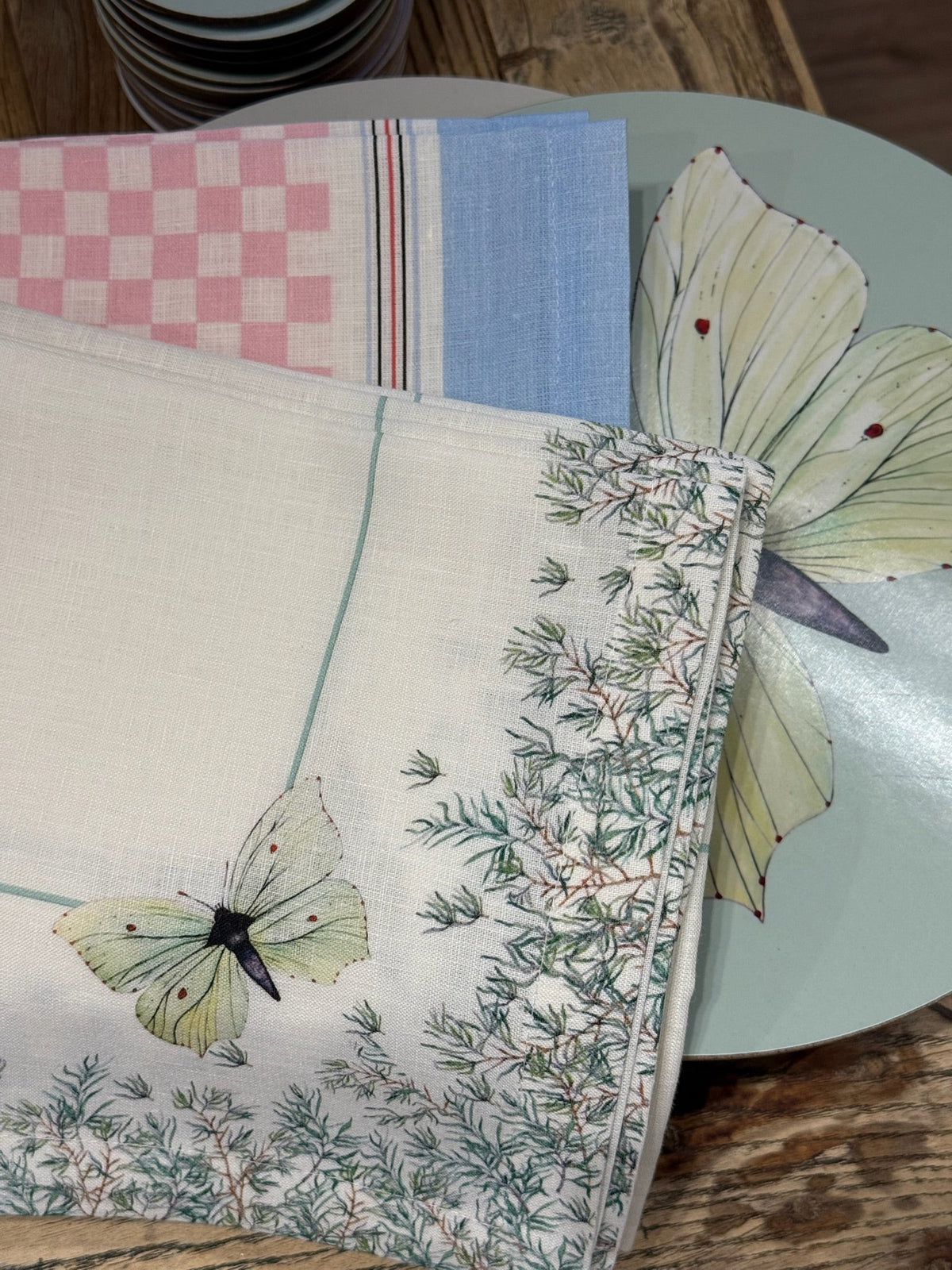 Mixed set of 6 Beasties, Butterflies and Bumble Linen Napkins