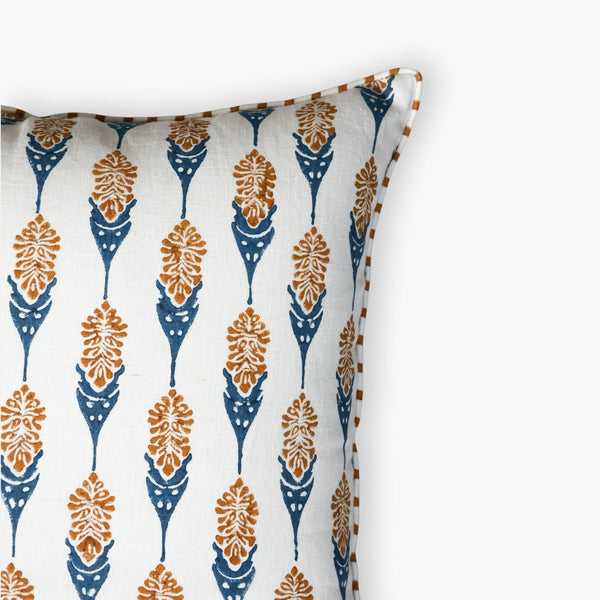 Bahaar Throw Pillow Cover - Mustard & Blue