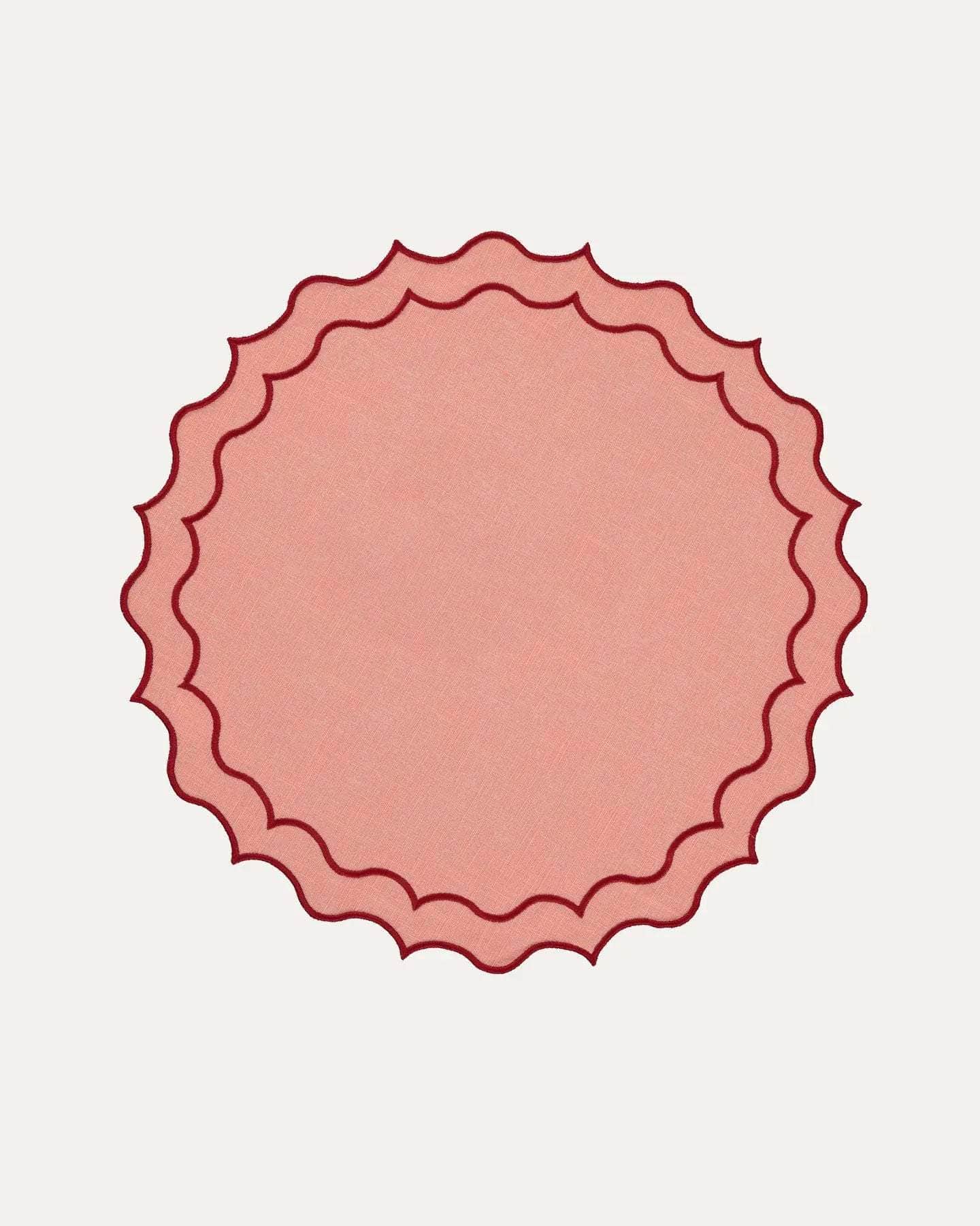 Navy Placemat, Peach Pink with Red