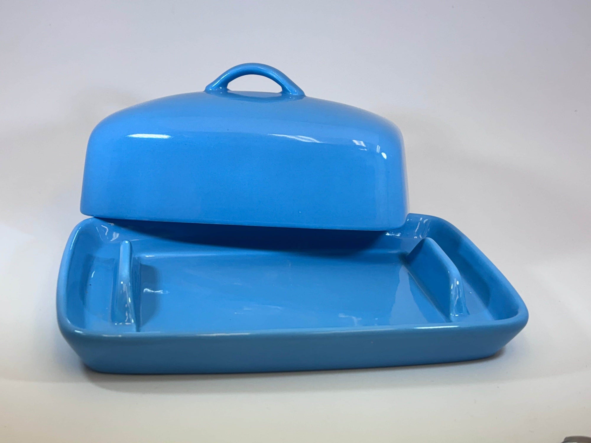 Stoneware Blue Butter Dish