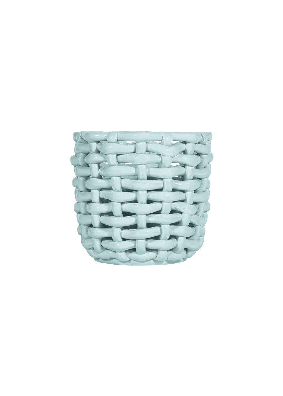 Sky Blue Basketweave Planter