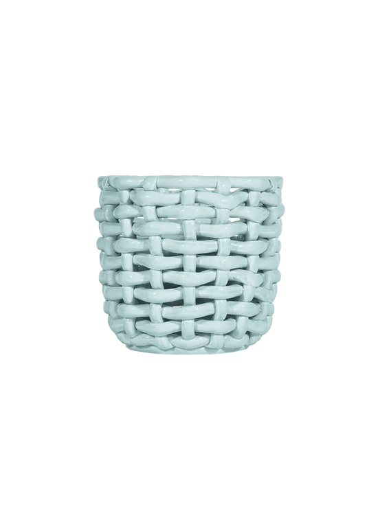 Sky Blue Basketweave Planter