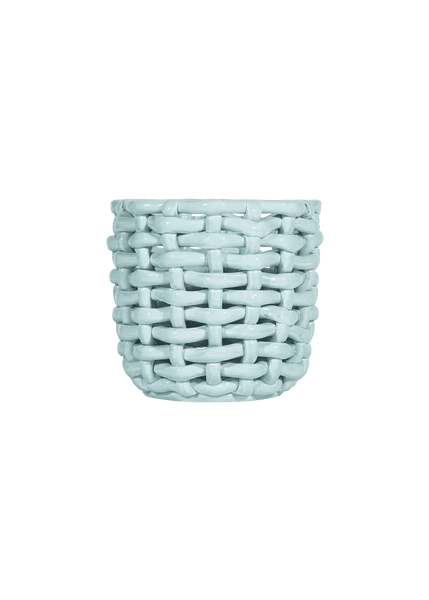 Sky Blue Basketweave Planter