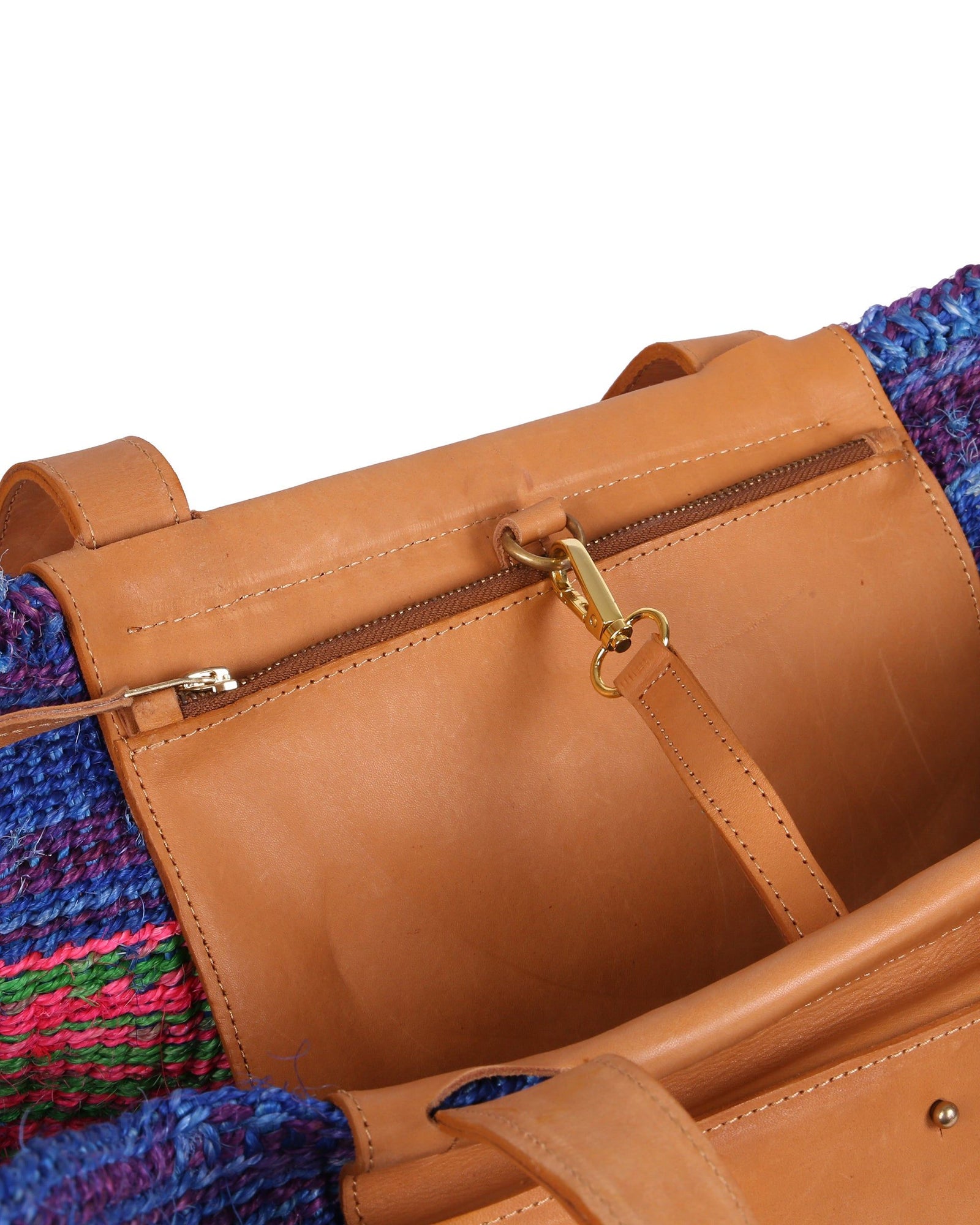 MAWINGU: Blue, Pink and Green Woven Weekend Bag
