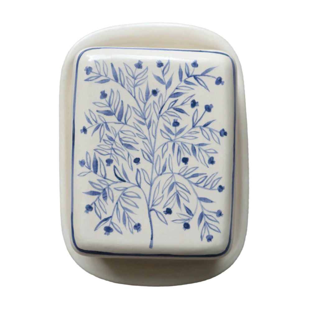 Pomegranate Tree Butter Dish - Blue