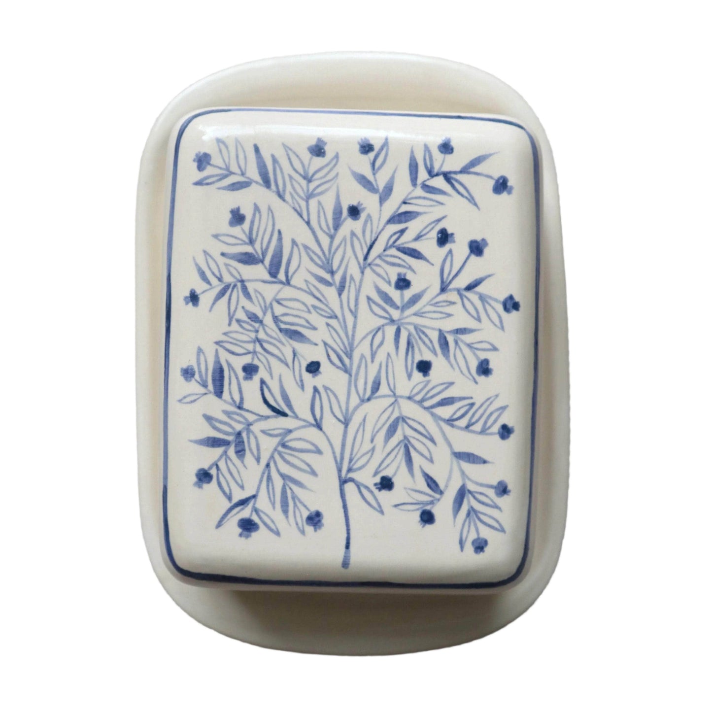 Pomegranate Tree Butter Dish - Blue