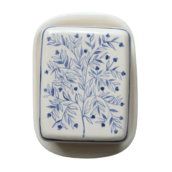 Pomegranate Tree Butter Dish - Blue