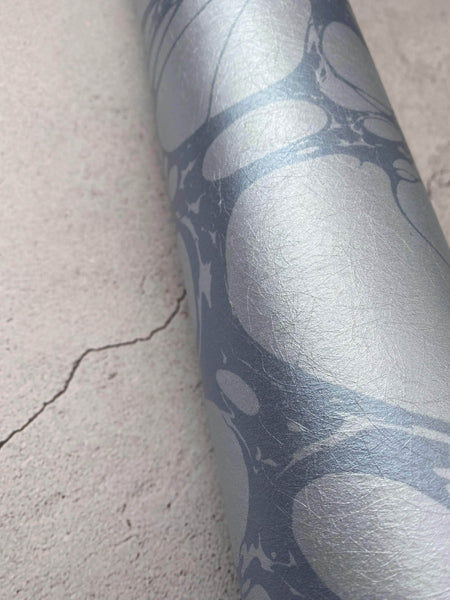 Marbled Wallpaper - 'Moucheté' - Col: Sea Holly - Mica Coated Non-Woven