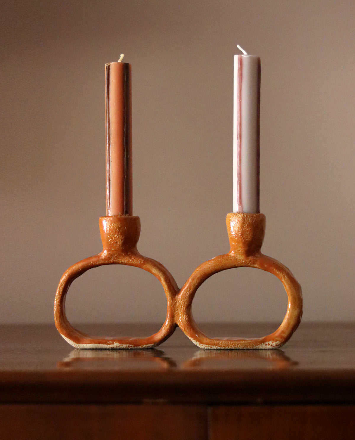 Handmade Ceramic Candle Holder Caramel