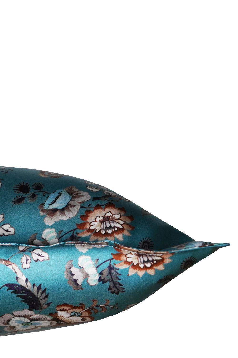 Silk Pillowcase made with Liberty Fabric JANNAH TROPICAL TEAL