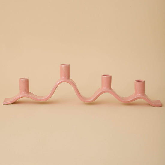 Large Wavy Candelabra - Pink