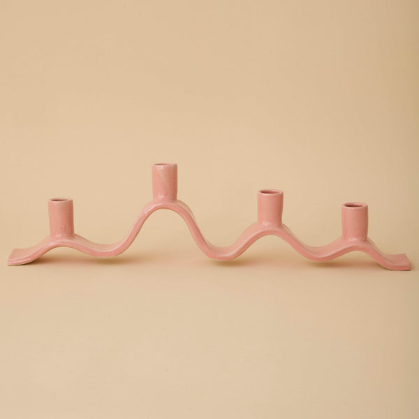 Large Wavy Candelabra - Pink