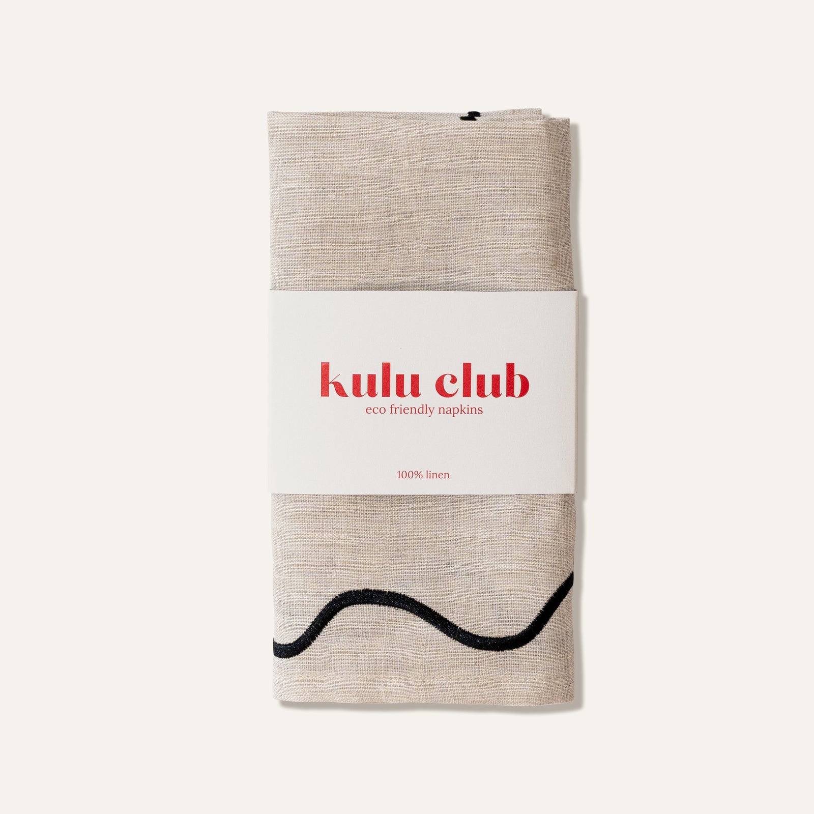 Wavy Linen Napkins Beige/Black - Set of 2