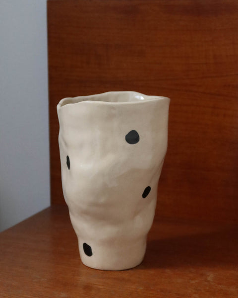 Asymmetrical Vase - Bold Black Dots