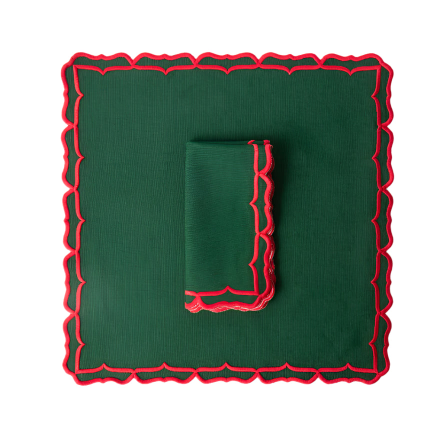 Noel Red & Green Christmas Napkin (set of 4) Cloth Napkins